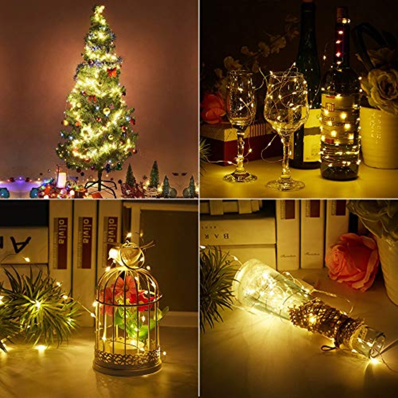 12-Pack Led Fairy String Lights Battery Starry String Lights 20 Tiny Lights On 3.5Ft Silver Wire for DIY Wedding Centerpiece, Mason Jar Craft, Christmas Tree, Garlands, Party Decoration (Warm White)